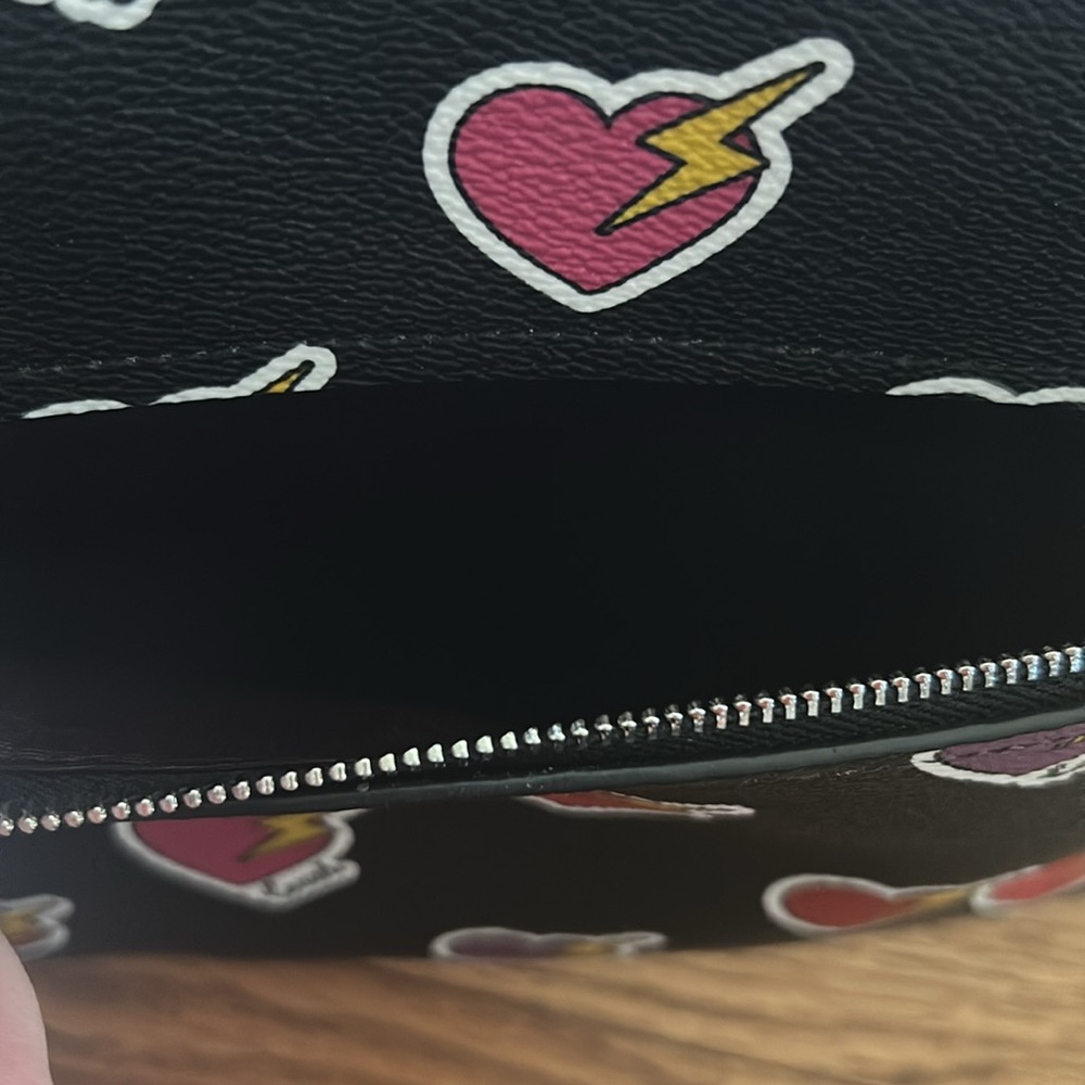 Coach Black Tote with Pink, Purple, Red and Yellow Heart Print - Picture 10 of 16